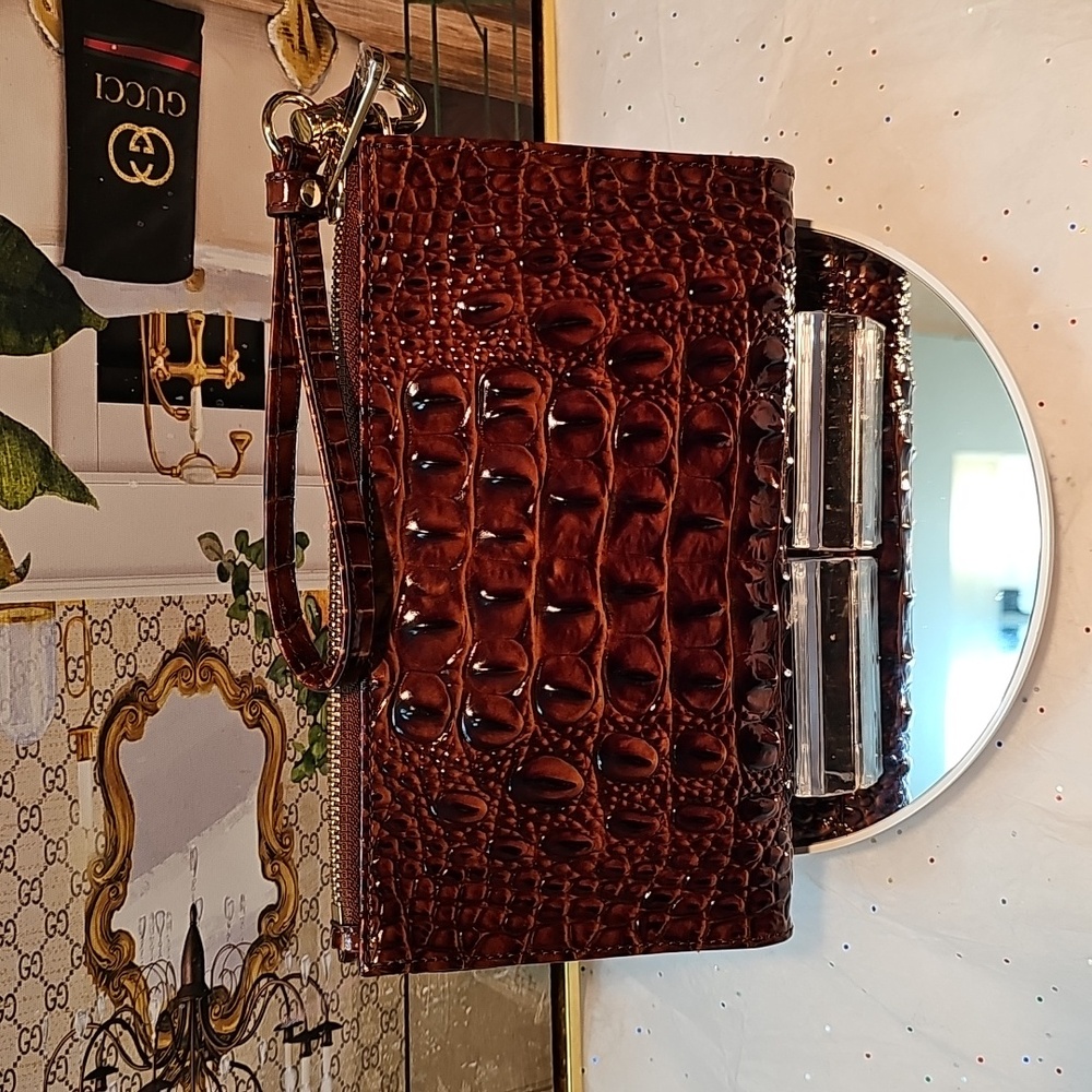 Brahmin Brown Crocodile Embossed Clutch - Picture 4 of 11